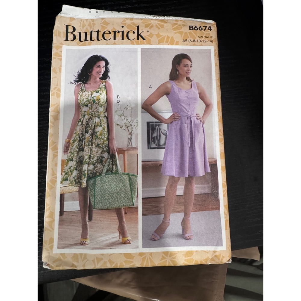 Butterick Sewing Pattern B6674 Womens Sz A5 6-14 Dress Bag Multi-Size Exc DIY